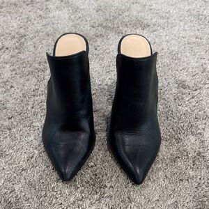 Aldo Black Pointed-Toe Leather Mule Heels